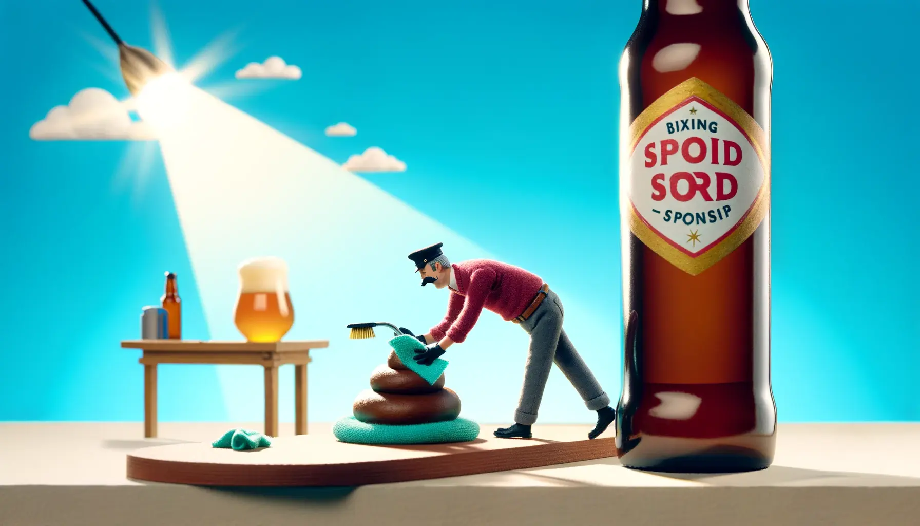 Humorous illustration of someone attempting to 'polish a turd', symbolizing futile attempts to fix bad beer