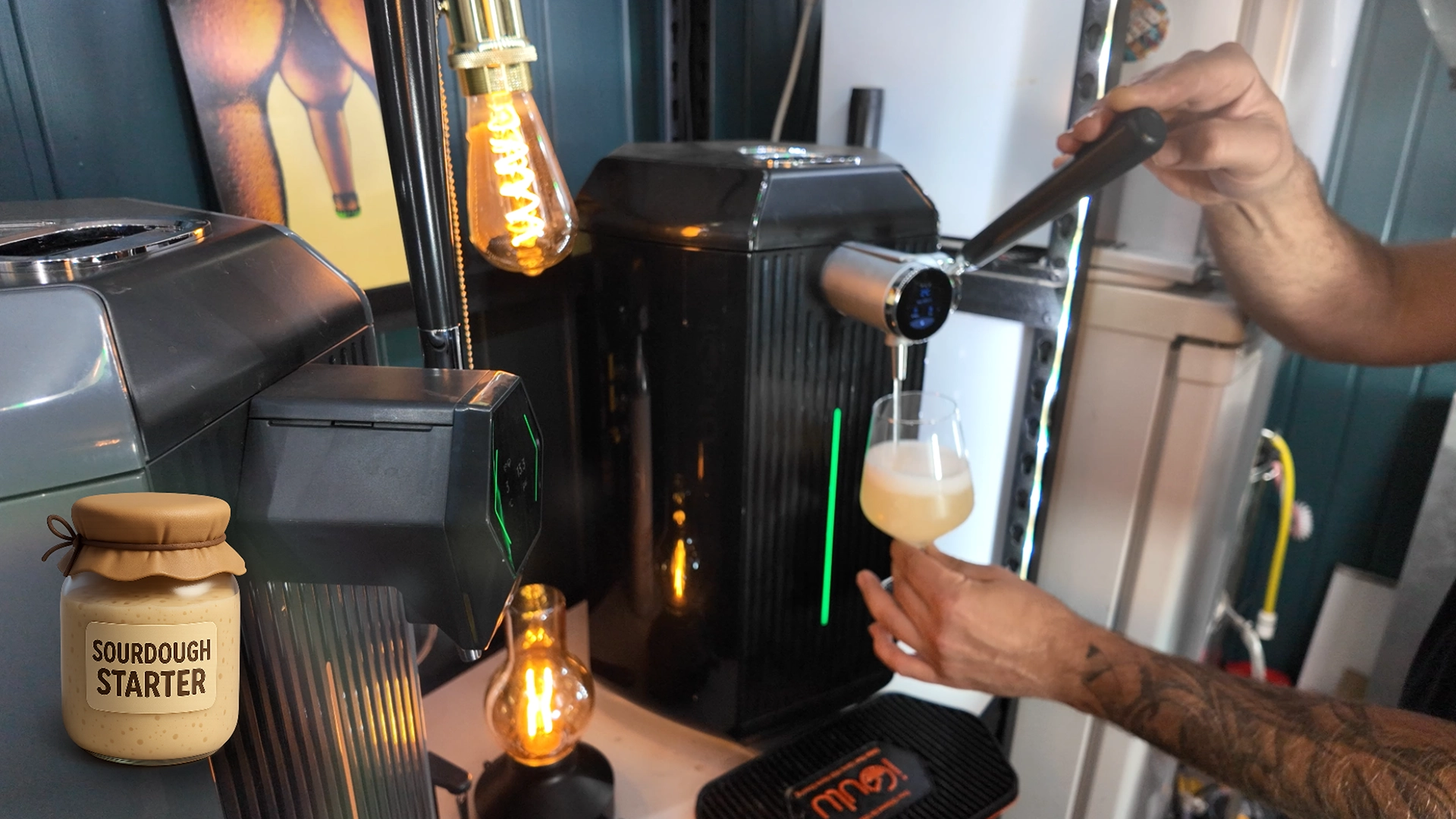 pouring a glass of cider brewed in the iGulu F1 with Sourdough starter