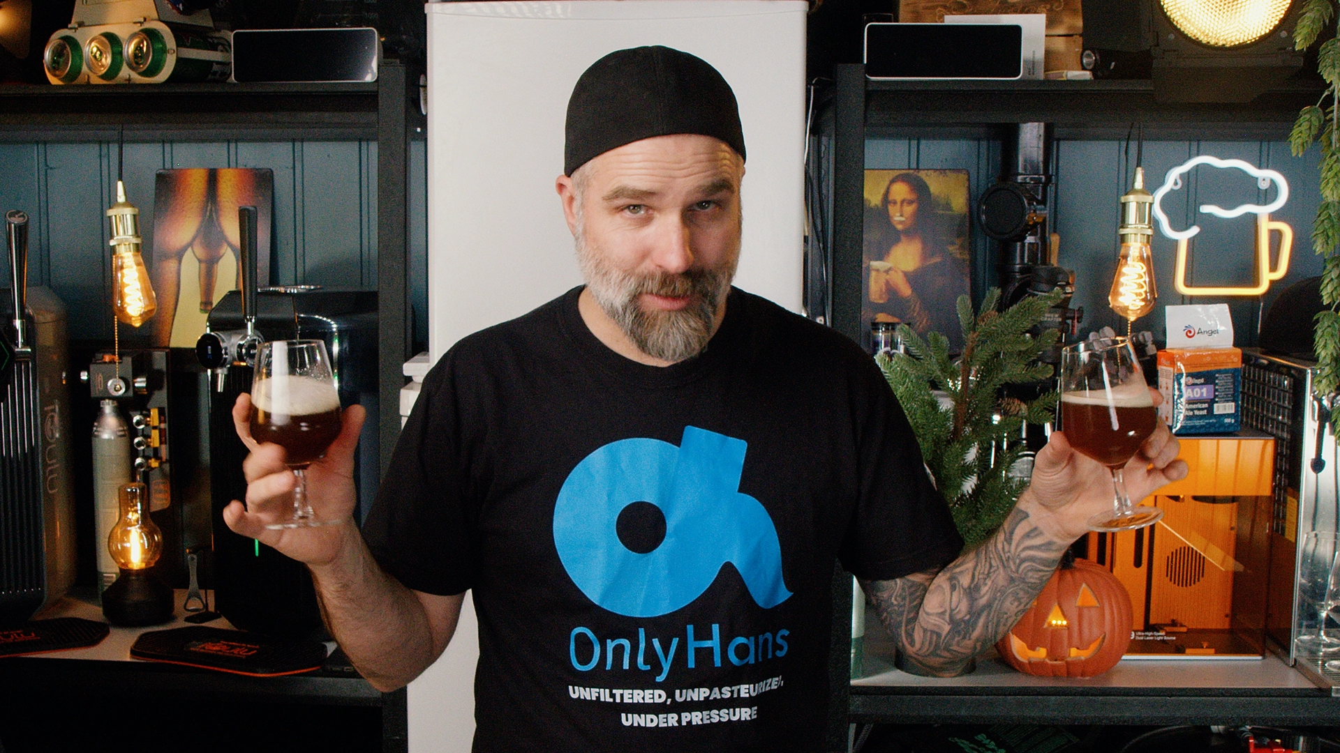 Comparing both beers side-by-side.