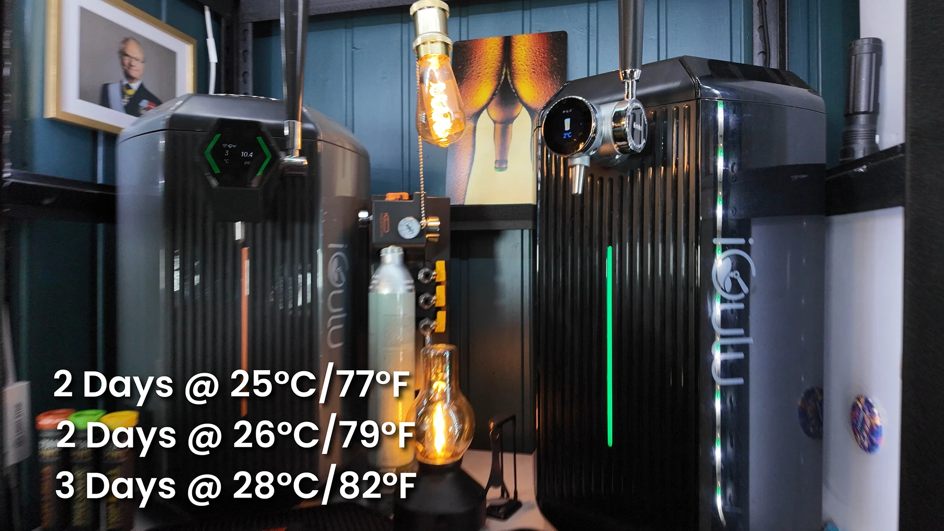 Controlled cider fermentation setup showing temperature schedule used for both yeast batches