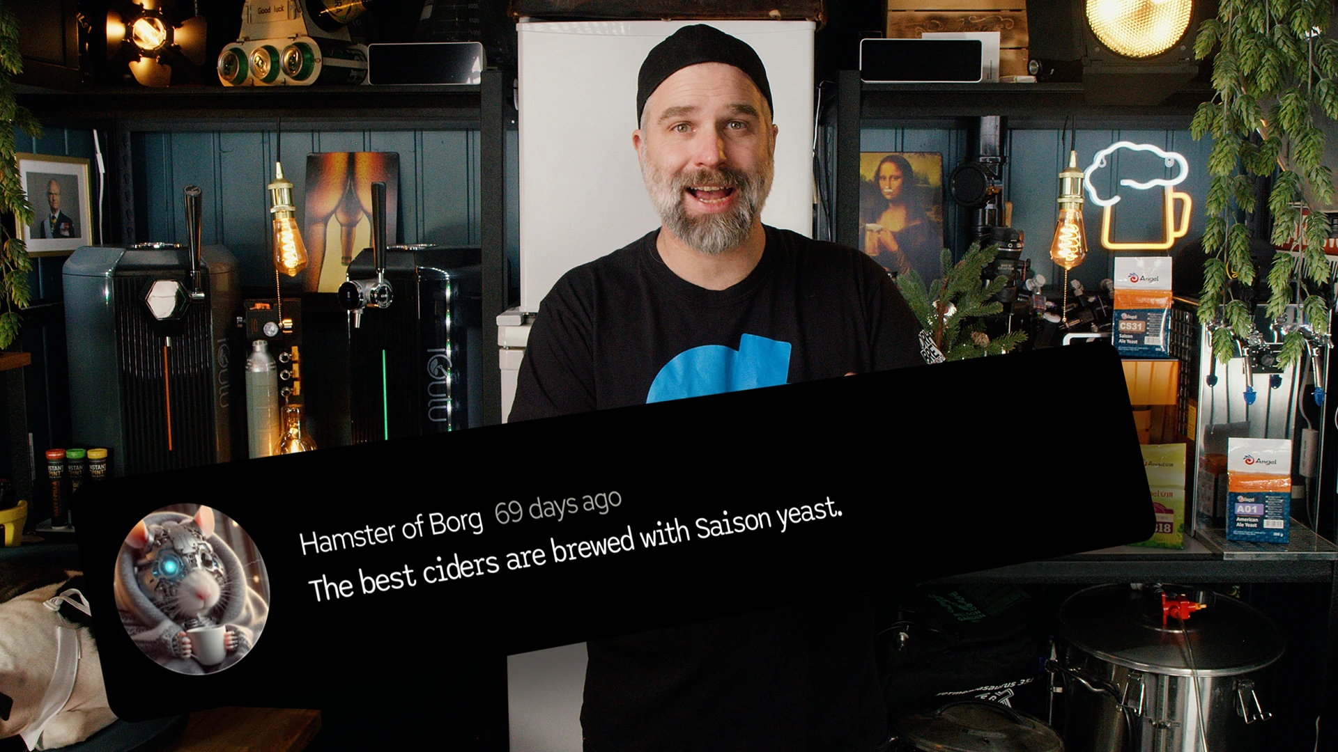 Viewer comment suggesting Saison yeast for brewing hard apple cider