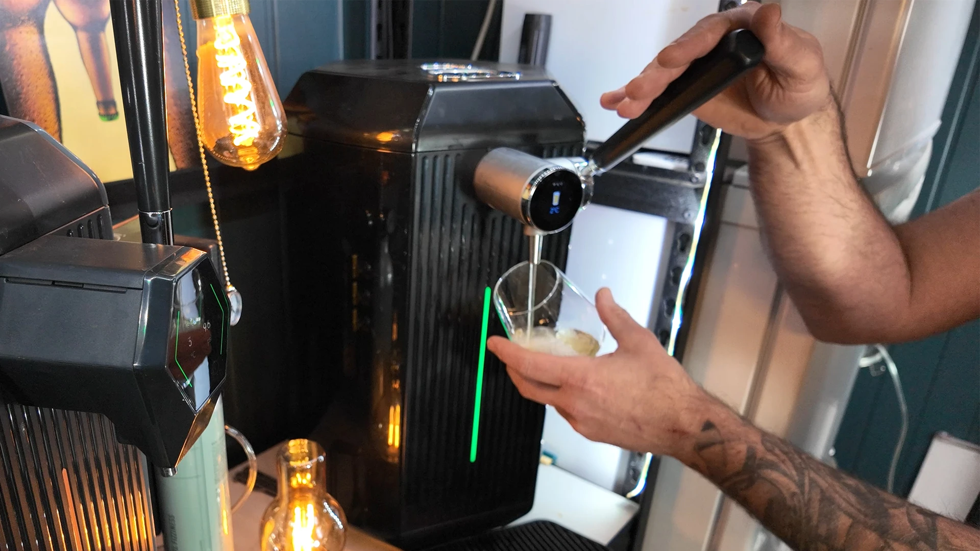 Carbonated hard apple cider with foam head from Saison yeast fermentation